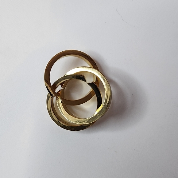 NEW Vita Fede Cassio Pavé Triple Ring Set Size 7.5 Stainless Steel Gold Painted - Picture 8 of 9